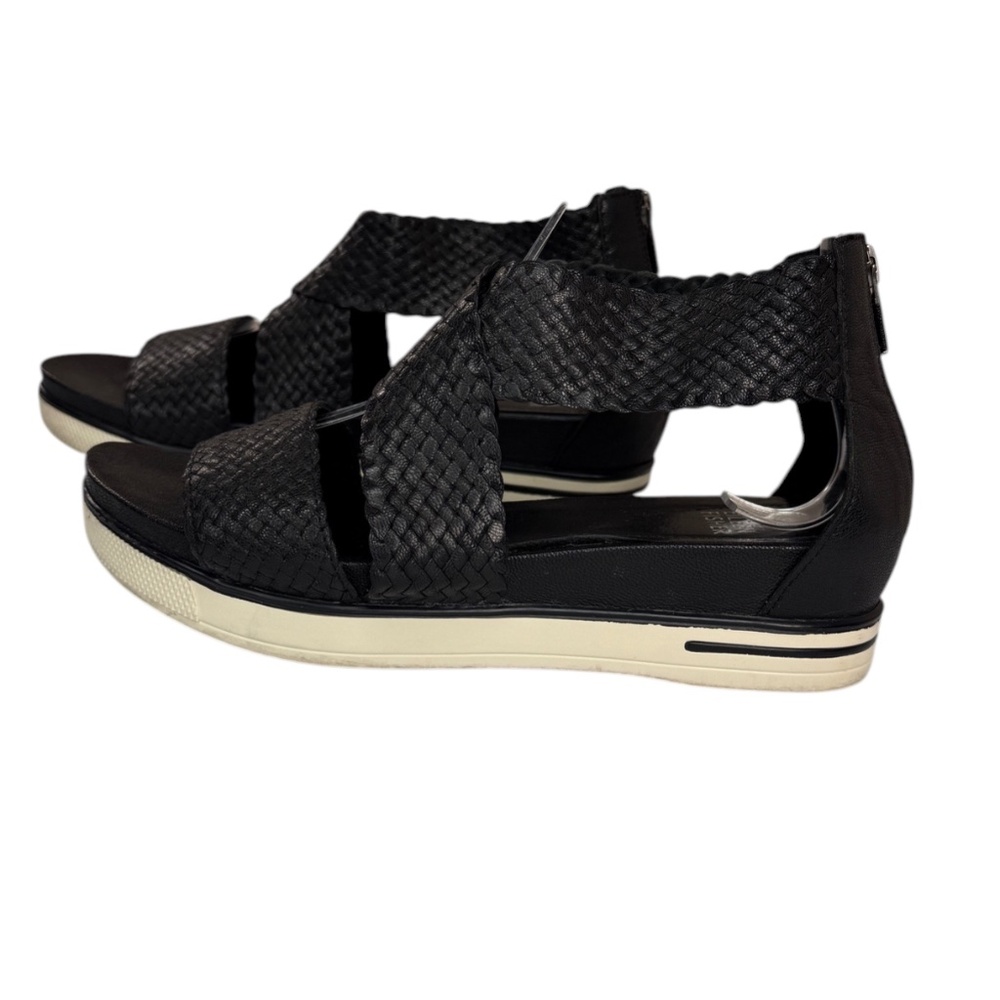 Eileen Fisher Sport Woven Leather Platform Sandal Sneakers Black Size 8 - Picture 5 of 13